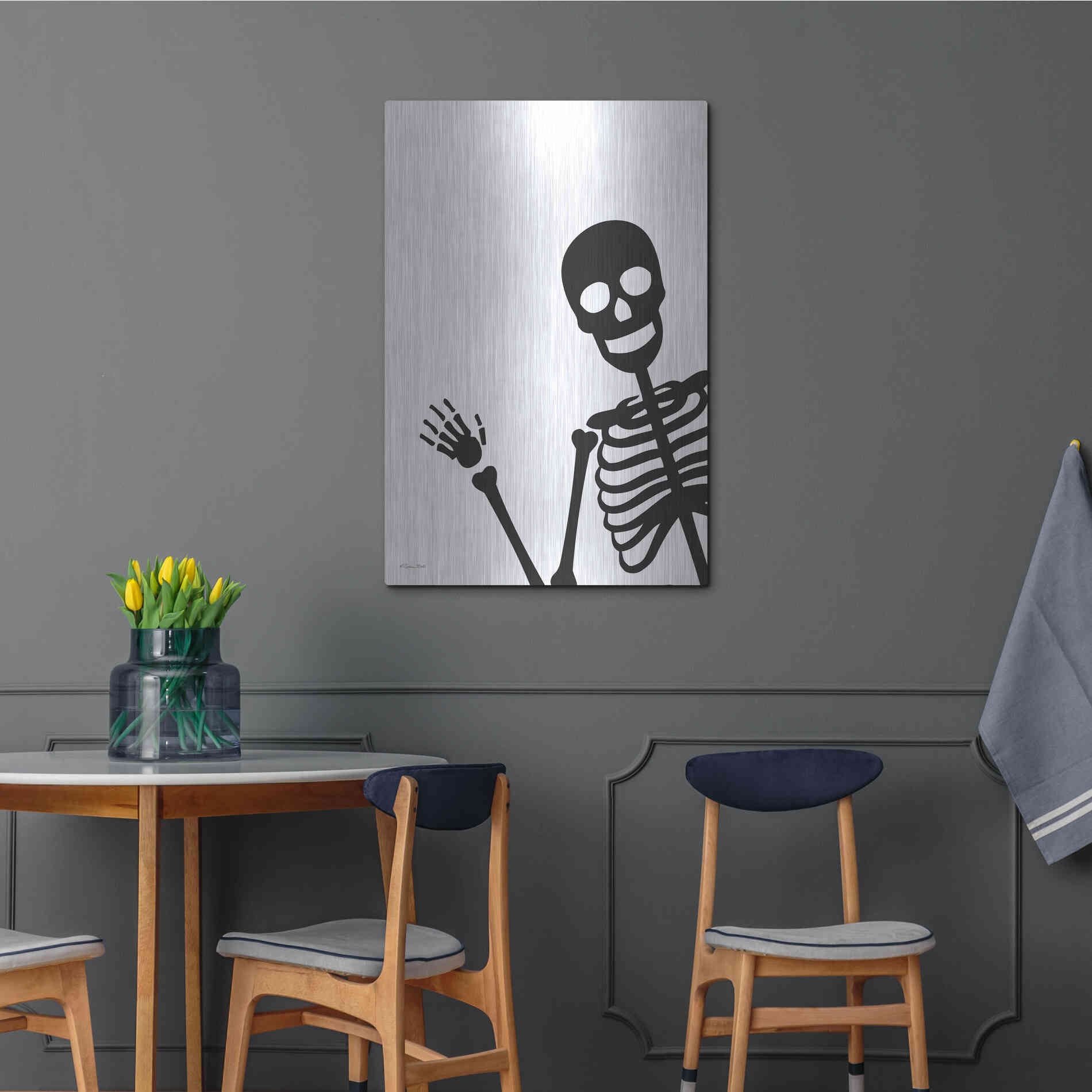 Luxe Metal Art 'Peek-a-boo Skeleton' by Susan Ball, Metal Wall Art,24x36