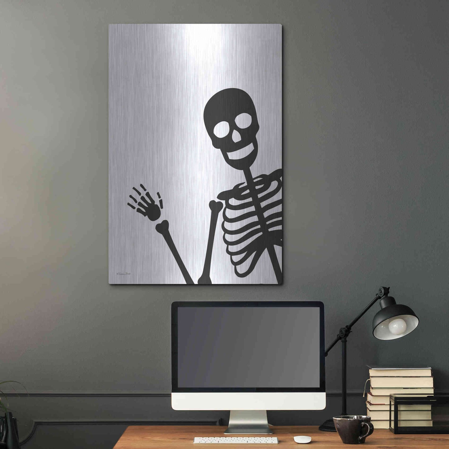 Luxe Metal Art 'Peek-a-boo Skeleton' by Susan Ball, Metal Wall Art,24x36
