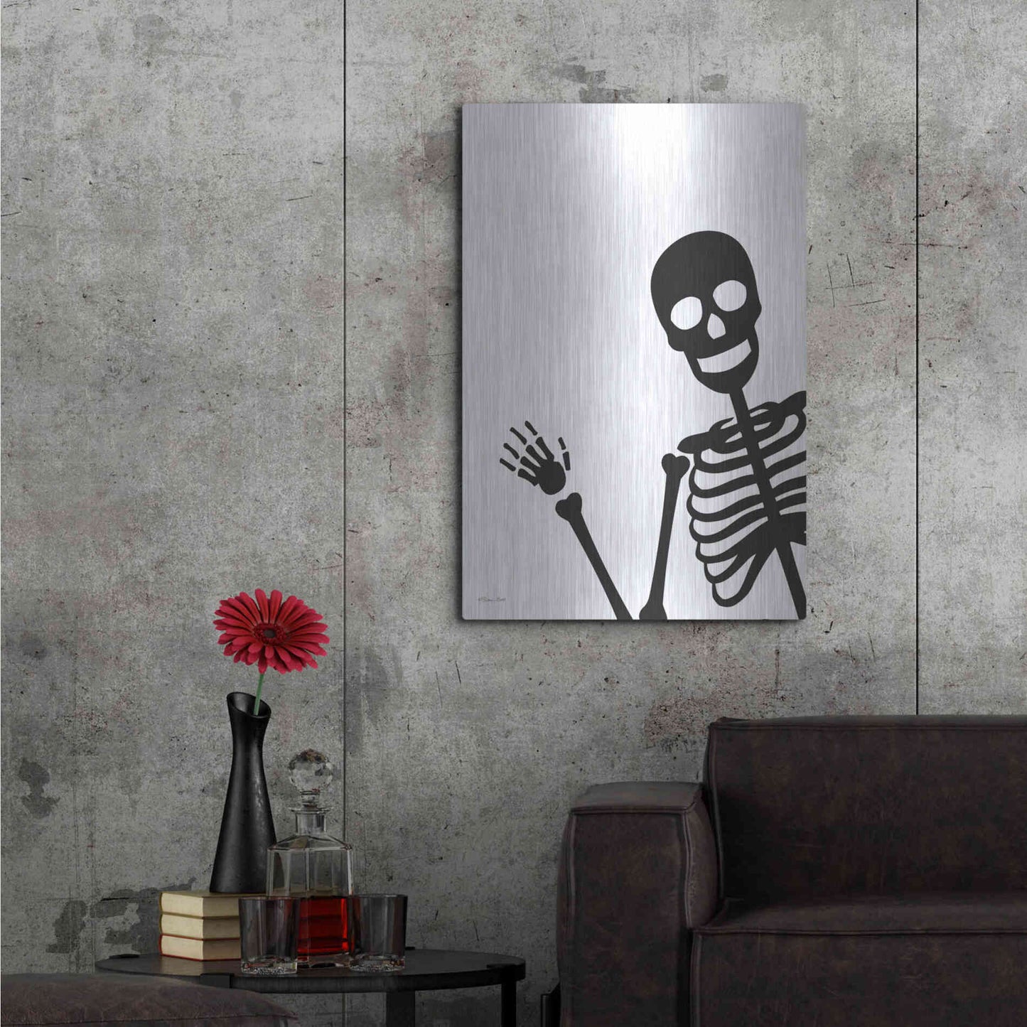 Luxe Metal Art 'Peek-a-boo Skeleton' by Susan Ball, Metal Wall Art,24x36