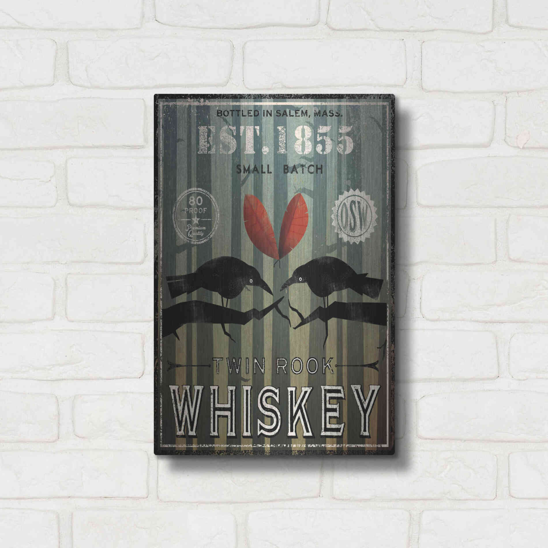 Luxe Metal Art 'Old Salt Whiskey Love Birds' by Ryan Fowler, Metal Wall Art,12x16