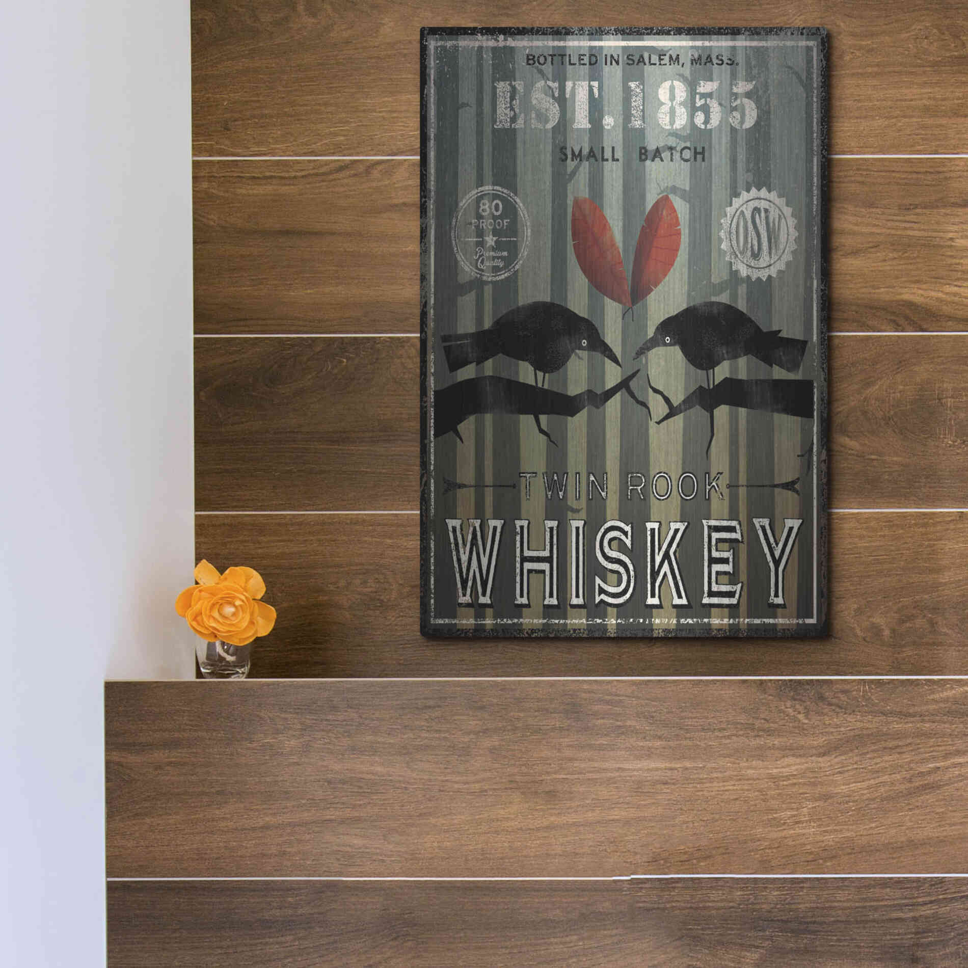 Luxe Metal Art 'Old Salt Whiskey Love Birds' by Ryan Fowler, Metal Wall Art,12x16