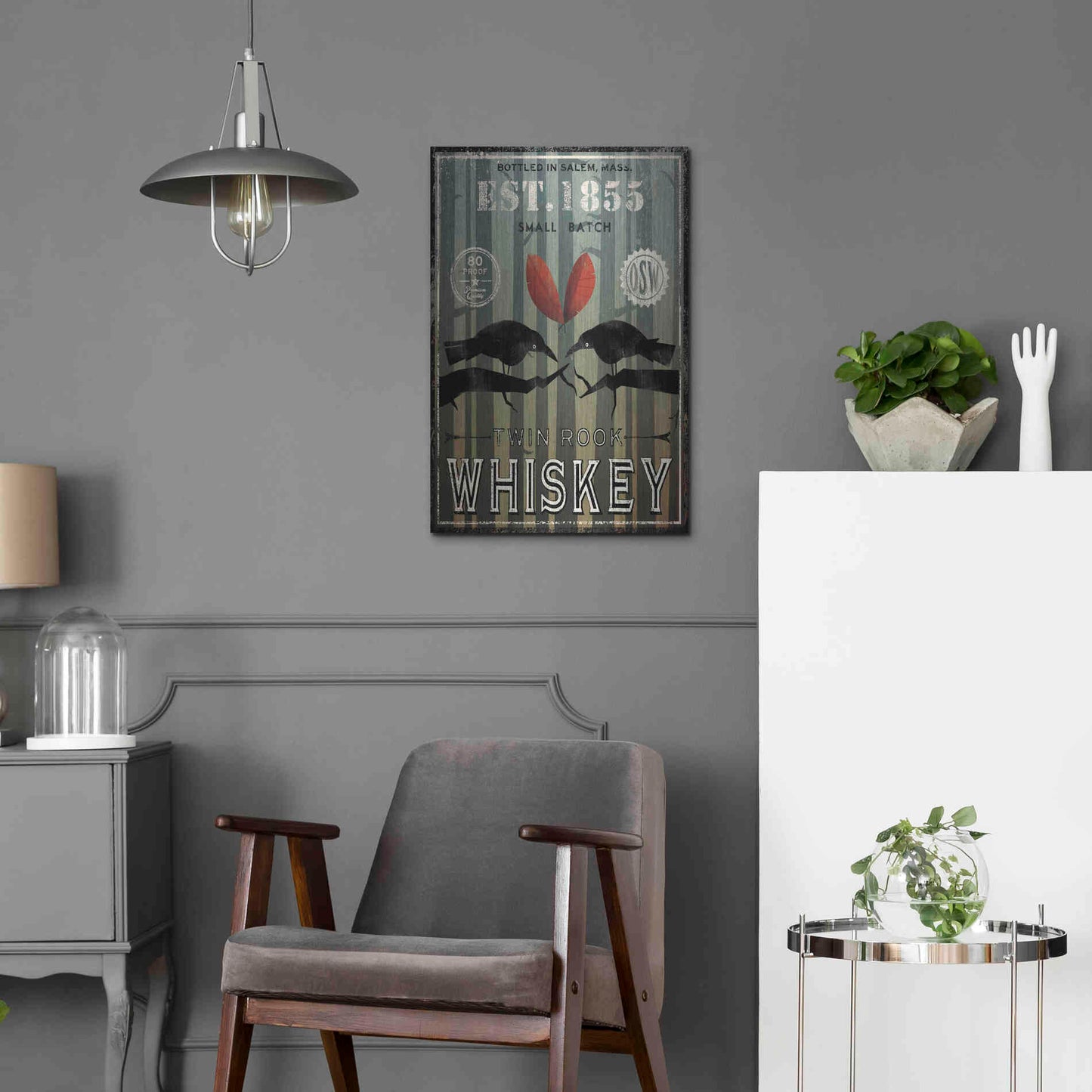 Luxe Metal Art 'Old Salt Whiskey Love Birds' by Ryan Fowler, Metal Wall Art,16x24