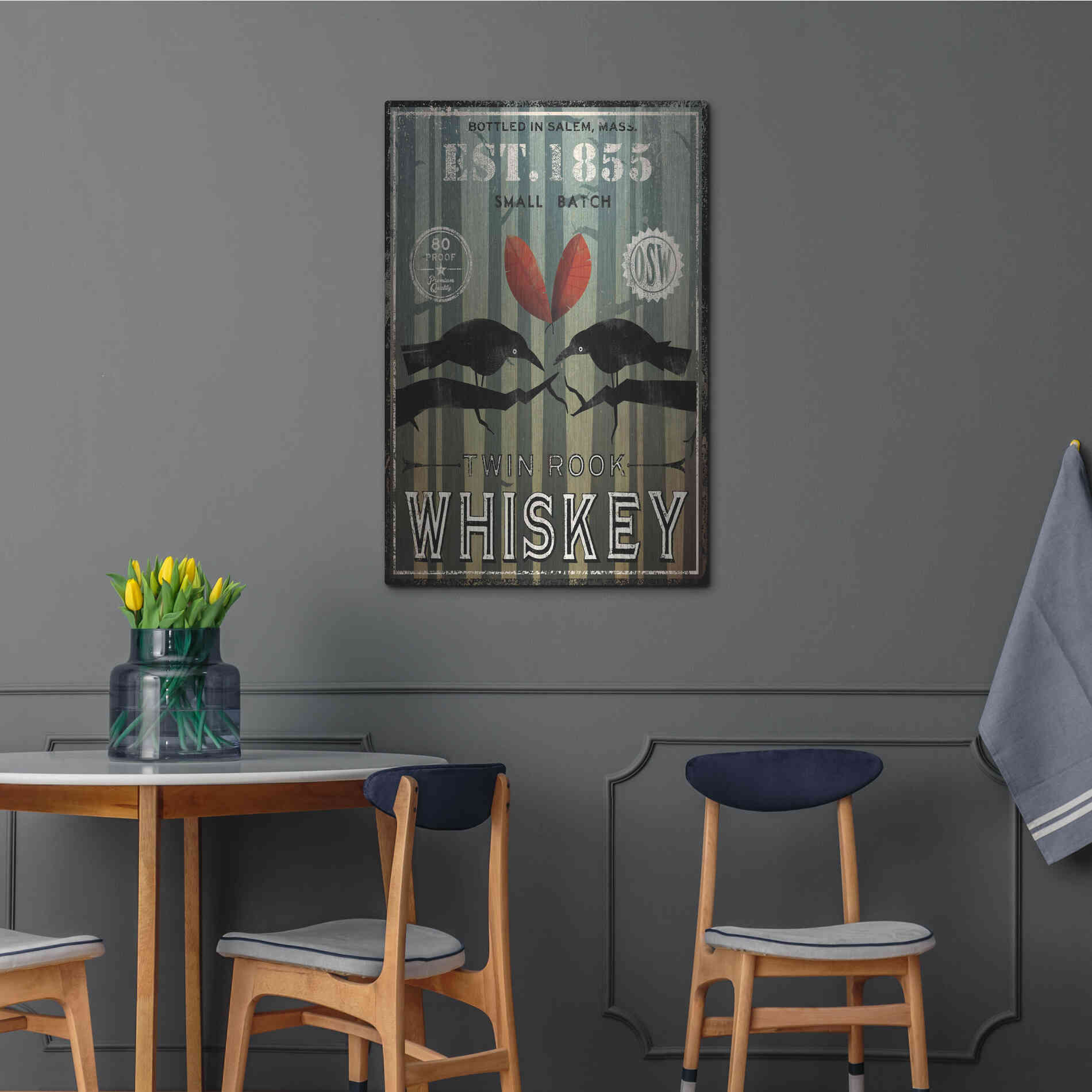 Luxe Metal Art 'Old Salt Whiskey Love Birds' by Ryan Fowler, Metal Wall Art,24x36