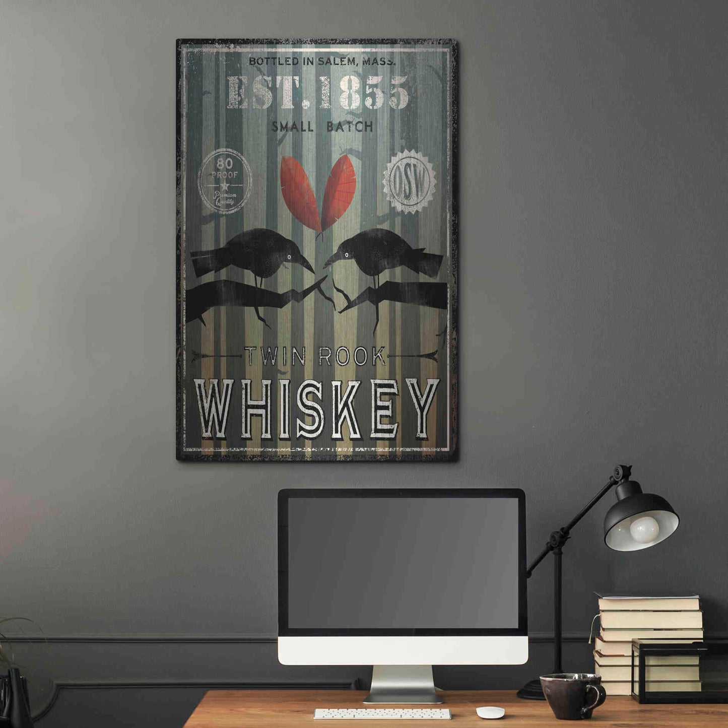Luxe Metal Art 'Old Salt Whiskey Love Birds' by Ryan Fowler, Metal Wall Art,24x36