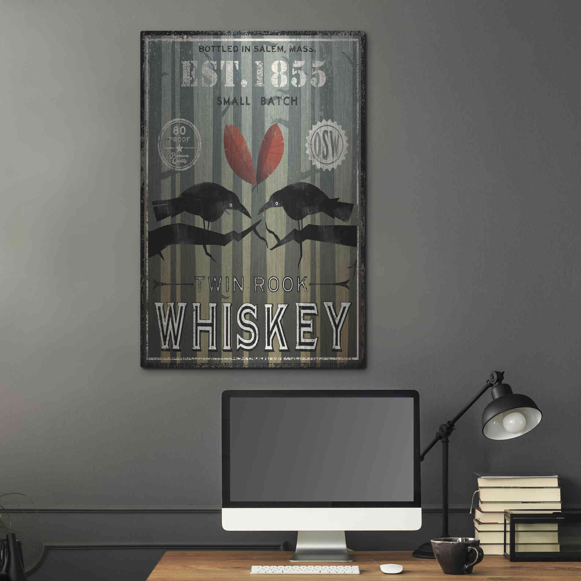 Luxe Metal Art 'Old Salt Whiskey Love Birds' by Ryan Fowler, Metal Wall Art,24x36