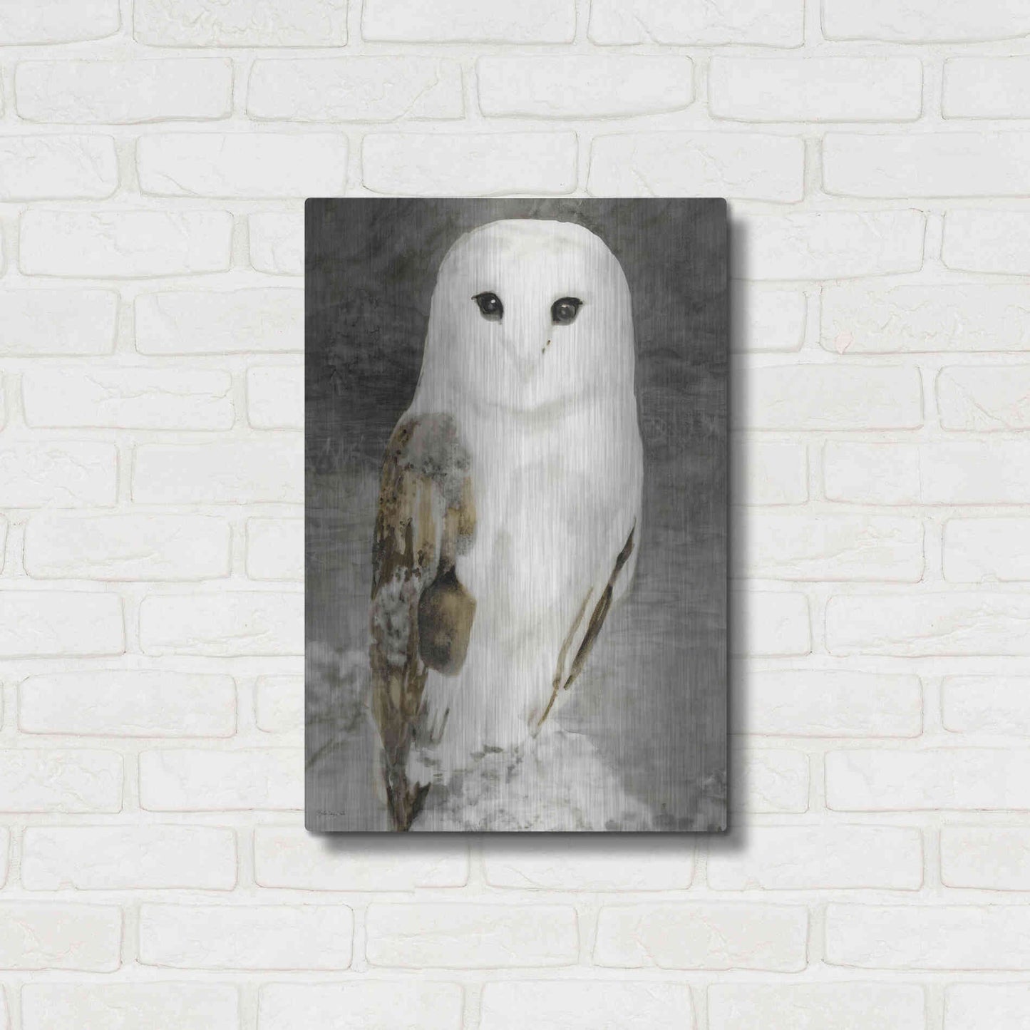 Luxe Metal Art 'Snowy Owl 1' by Stellar Design Studio, Metal Wall Art,16x24