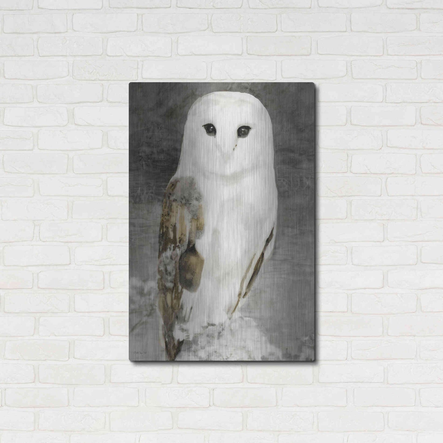 Luxe Metal Art 'Snowy Owl 1' by Stellar Design Studio, Metal Wall Art,24x36