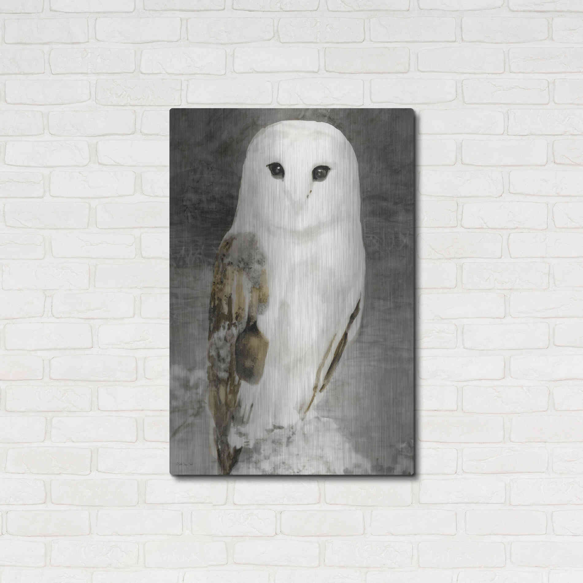 Luxe Metal Art 'Snowy Owl 1' by Stellar Design Studio, Metal Wall Art,24x36