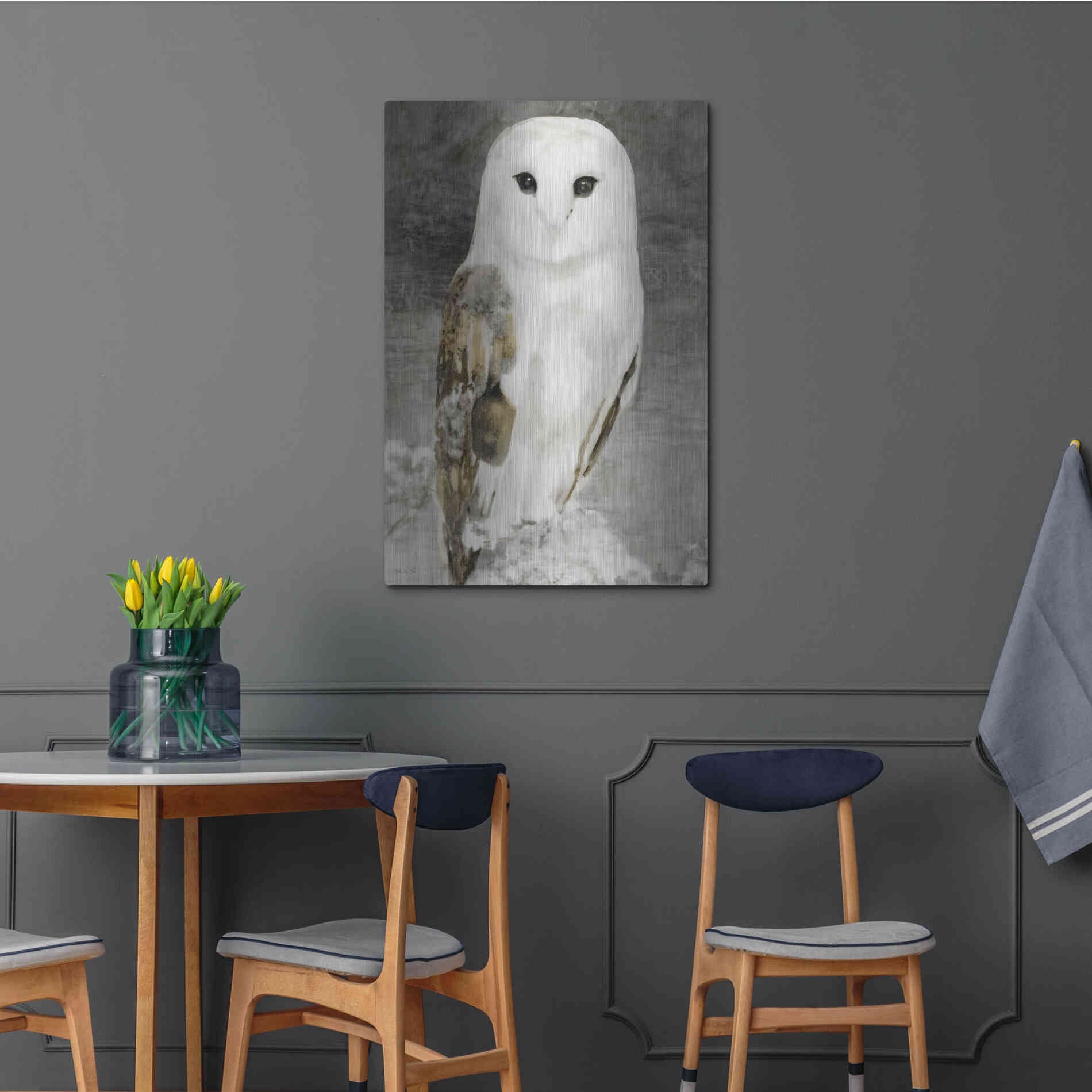 Luxe Metal Art 'Snowy Owl 1' by Stellar Design Studio, Metal Wall Art,24x36
