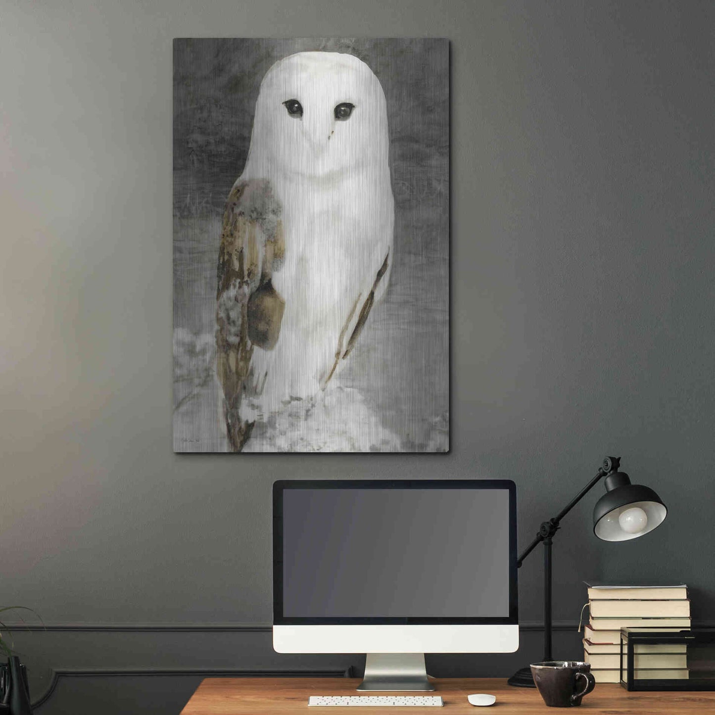 Luxe Metal Art 'Snowy Owl 1' by Stellar Design Studio, Metal Wall Art,24x36