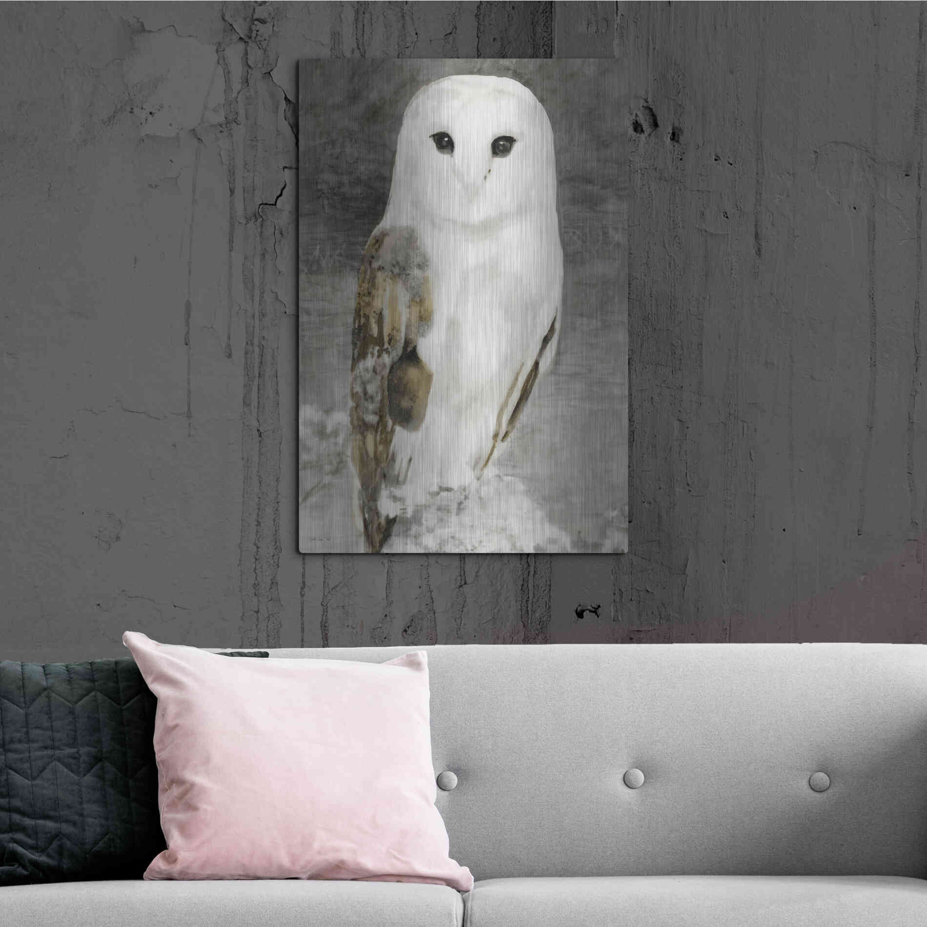 Luxe Metal Art 'Snowy Owl 1' by Stellar Design Studio, Metal Wall Art,24x36