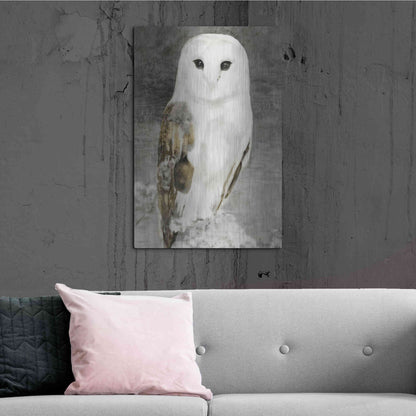 Luxe Metal Art 'Snowy Owl 1' by Stellar Design Studio, Metal Wall Art,24x36