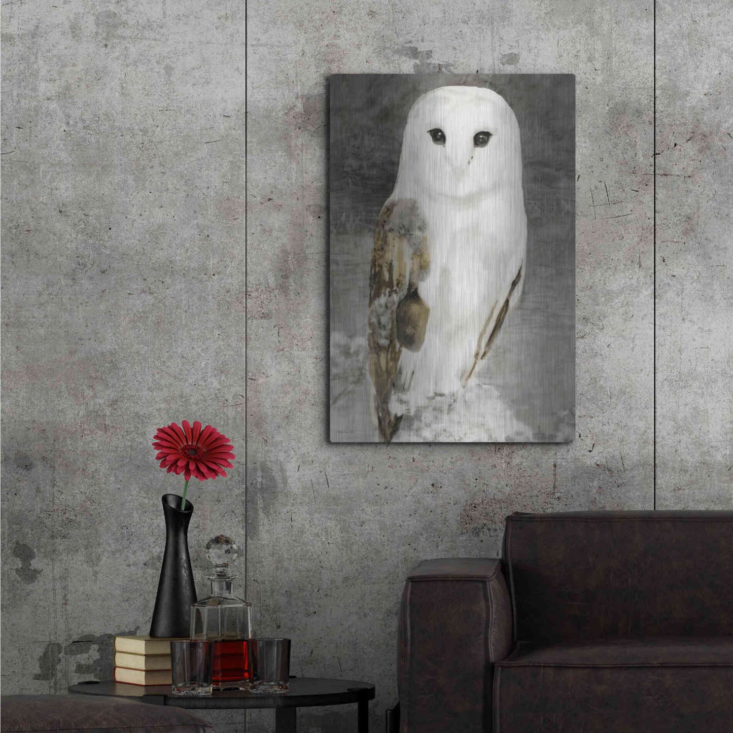 Luxe Metal Art 'Snowy Owl 1' by Stellar Design Studio, Metal Wall Art,24x36