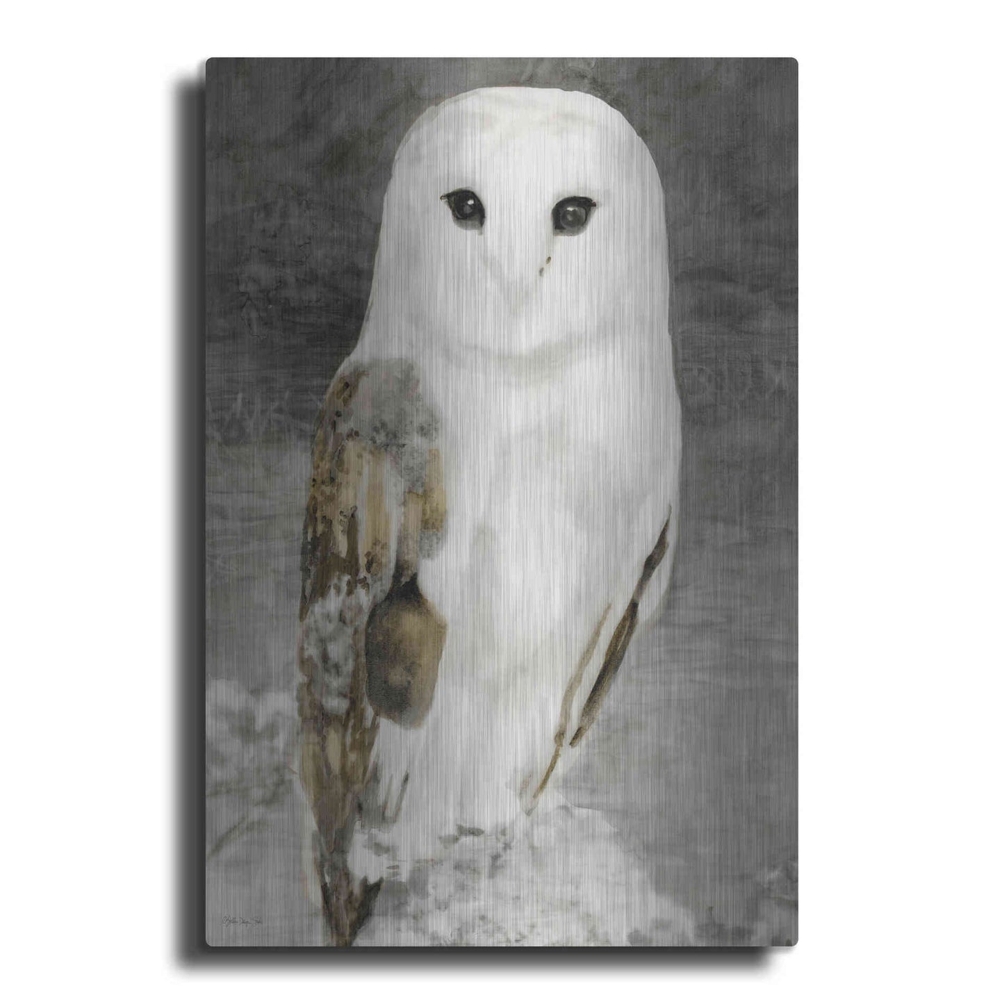 Luxe Metal Art 'Snowy Owl 1' by Stellar Design Studio, Metal Wall Art