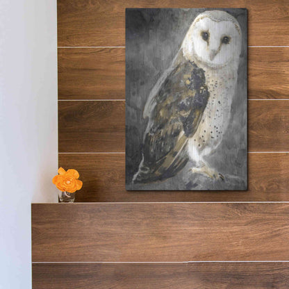 Luxe Metal Art 'Snowy Owl 2' by Stellar Design Studio, Metal Wall Art,12x16
