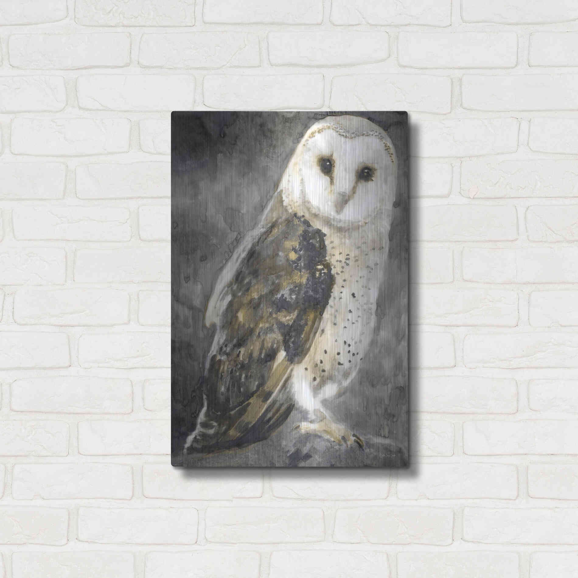 Luxe Metal Art 'Snowy Owl 2' by Stellar Design Studio, Metal Wall Art,16x24