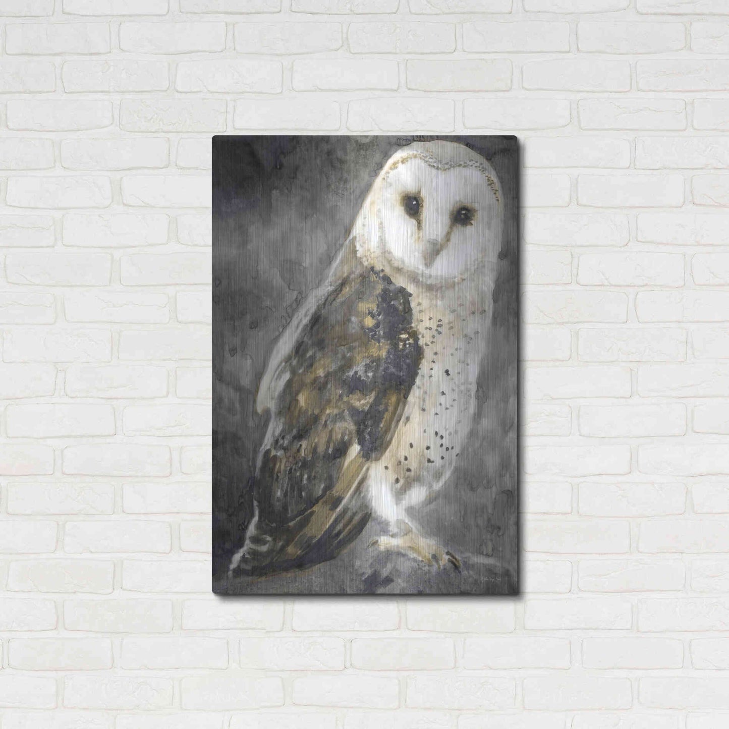 Luxe Metal Art 'Snowy Owl 2' by Stellar Design Studio, Metal Wall Art,24x36