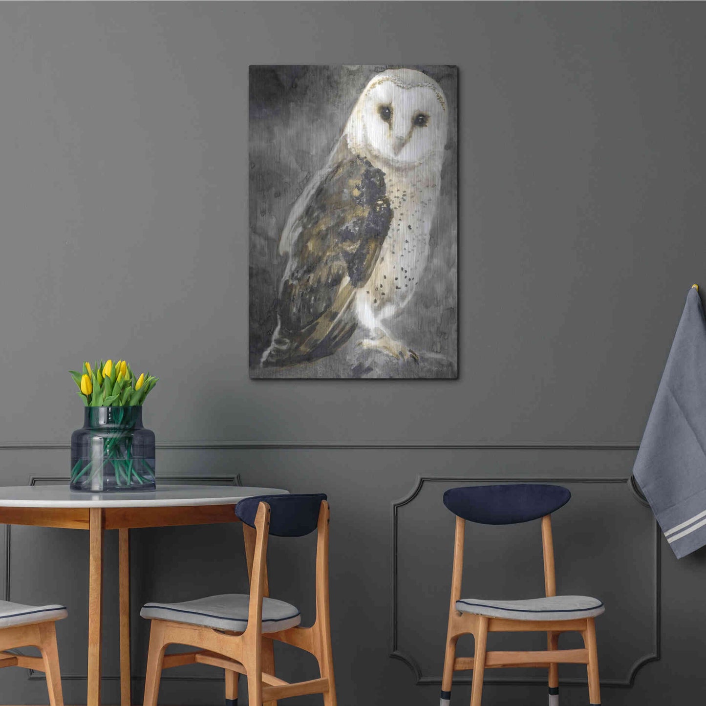 Luxe Metal Art 'Snowy Owl 2' by Stellar Design Studio, Metal Wall Art,24x36