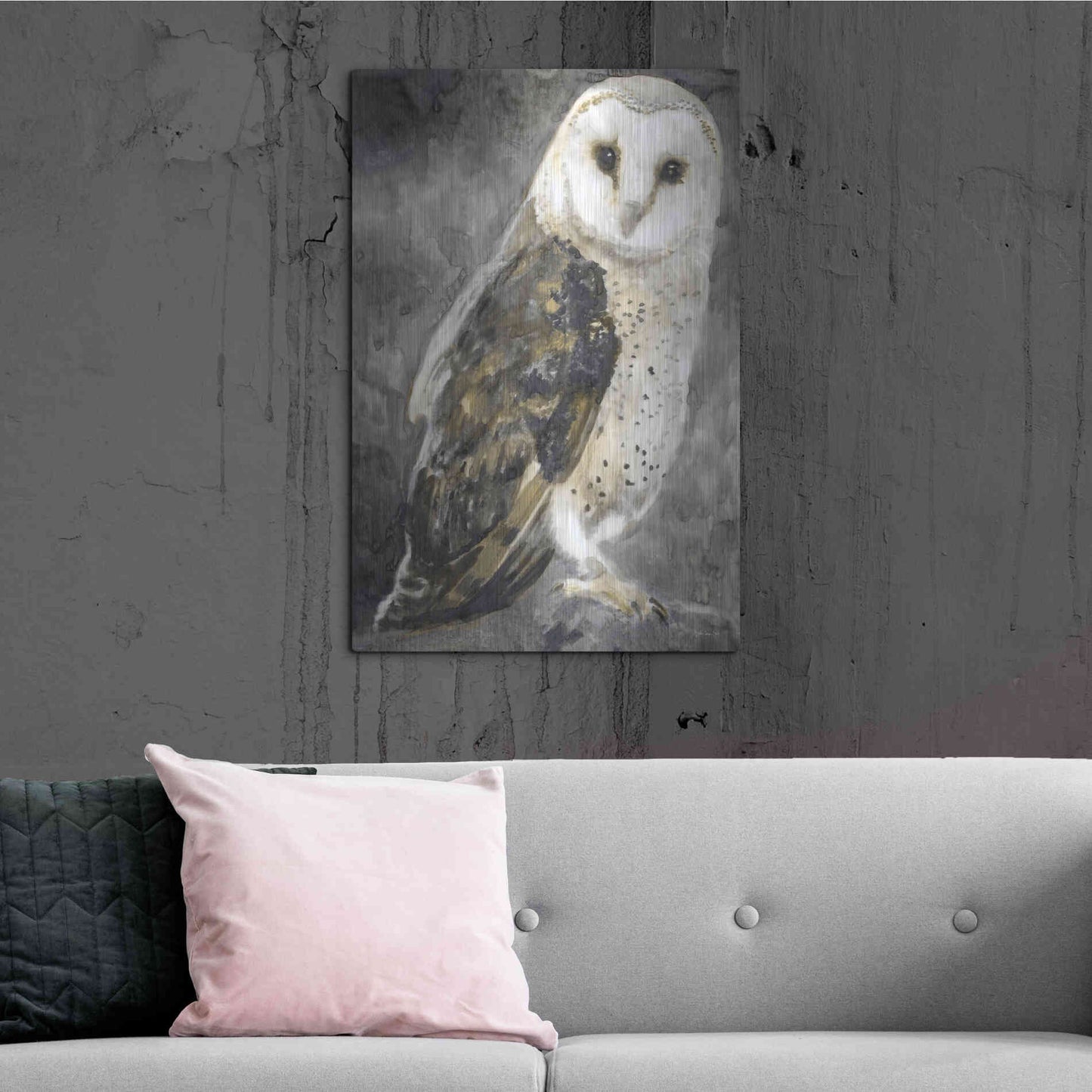 Luxe Metal Art 'Snowy Owl 2' by Stellar Design Studio, Metal Wall Art,24x36