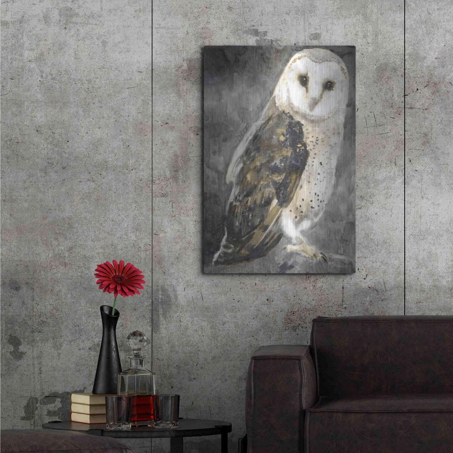 Luxe Metal Art 'Snowy Owl 2' by Stellar Design Studio, Metal Wall Art,24x36