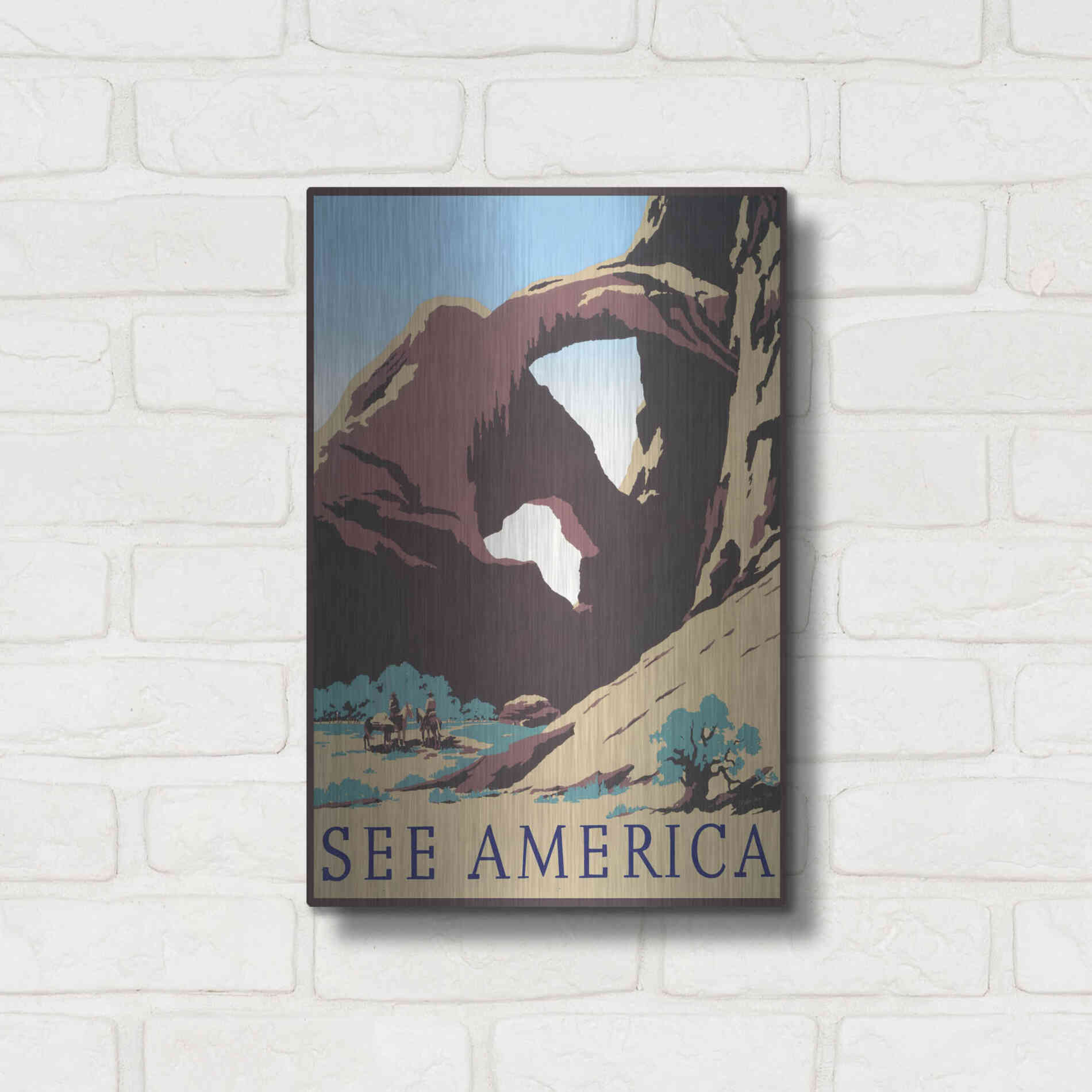 Luxe Metal Art 'See America' by Stellar Design Studio, Metal Wall Art,12x16