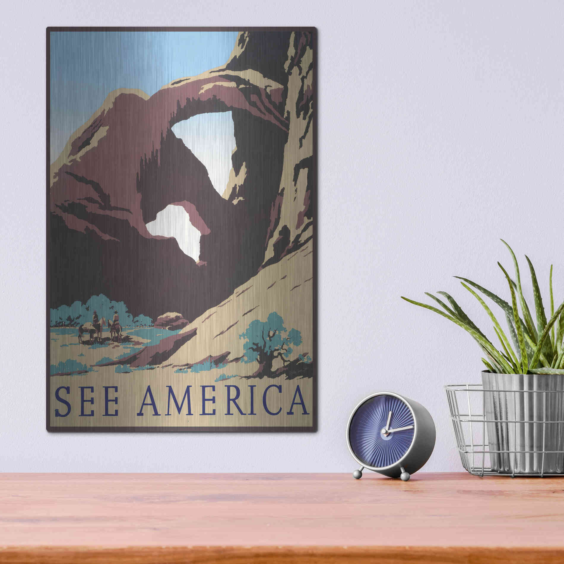 Luxe Metal Art 'See America' by Stellar Design Studio, Metal Wall Art,12x16