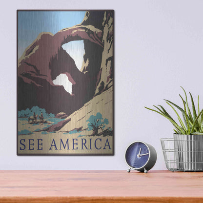 Luxe Metal Art 'See America' by Stellar Design Studio, Metal Wall Art,12x16