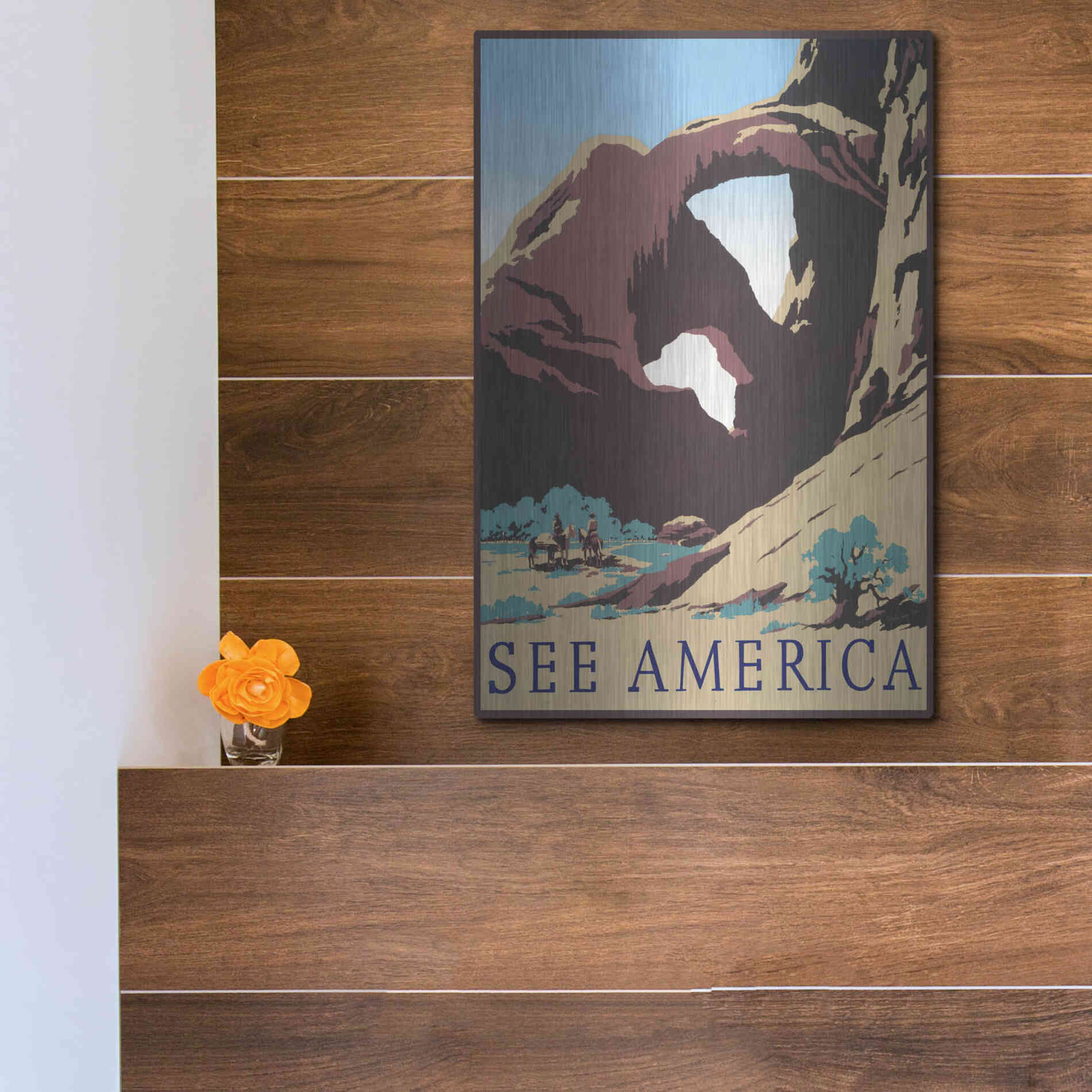 Luxe Metal Art 'See America' by Stellar Design Studio, Metal Wall Art,12x16