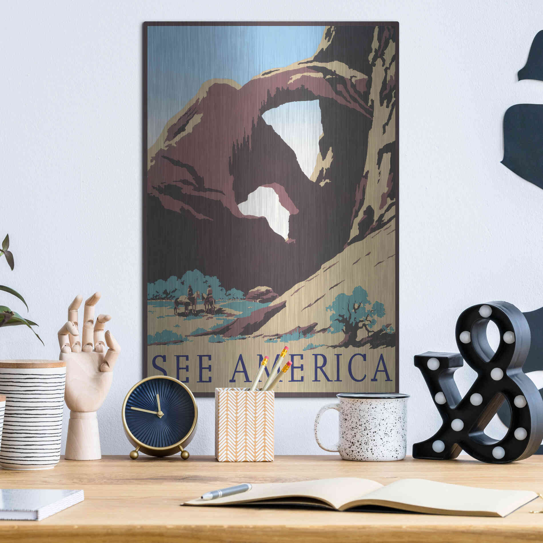 Luxe Metal Art 'See America' by Stellar Design Studio, Metal Wall Art,12x16