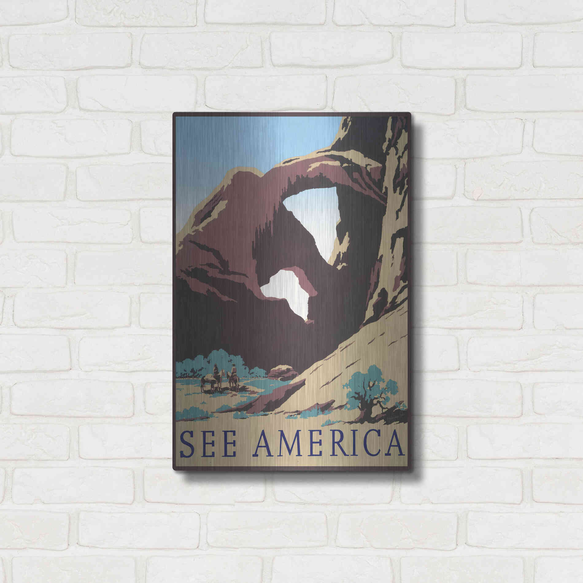 Luxe Metal Art 'See America' by Stellar Design Studio, Metal Wall Art,16x24