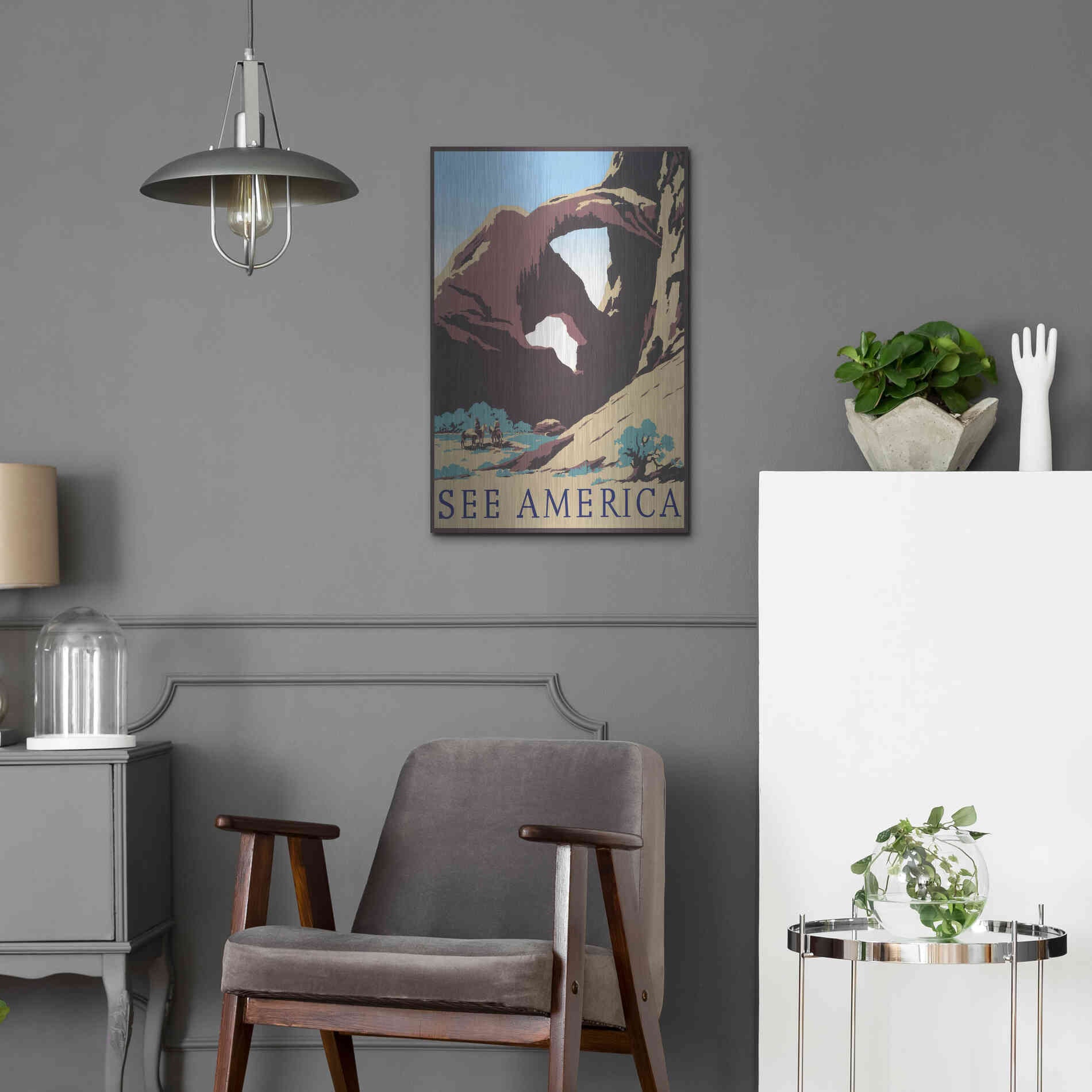 Luxe Metal Art 'See America' by Stellar Design Studio, Metal Wall Art,16x24