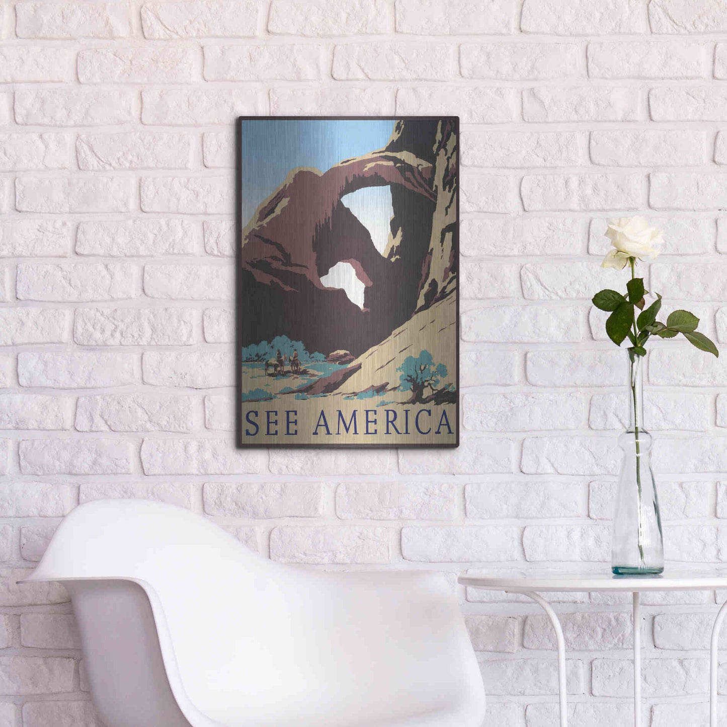 Luxe Metal Art 'See America' by Stellar Design Studio, Metal Wall Art,16x24