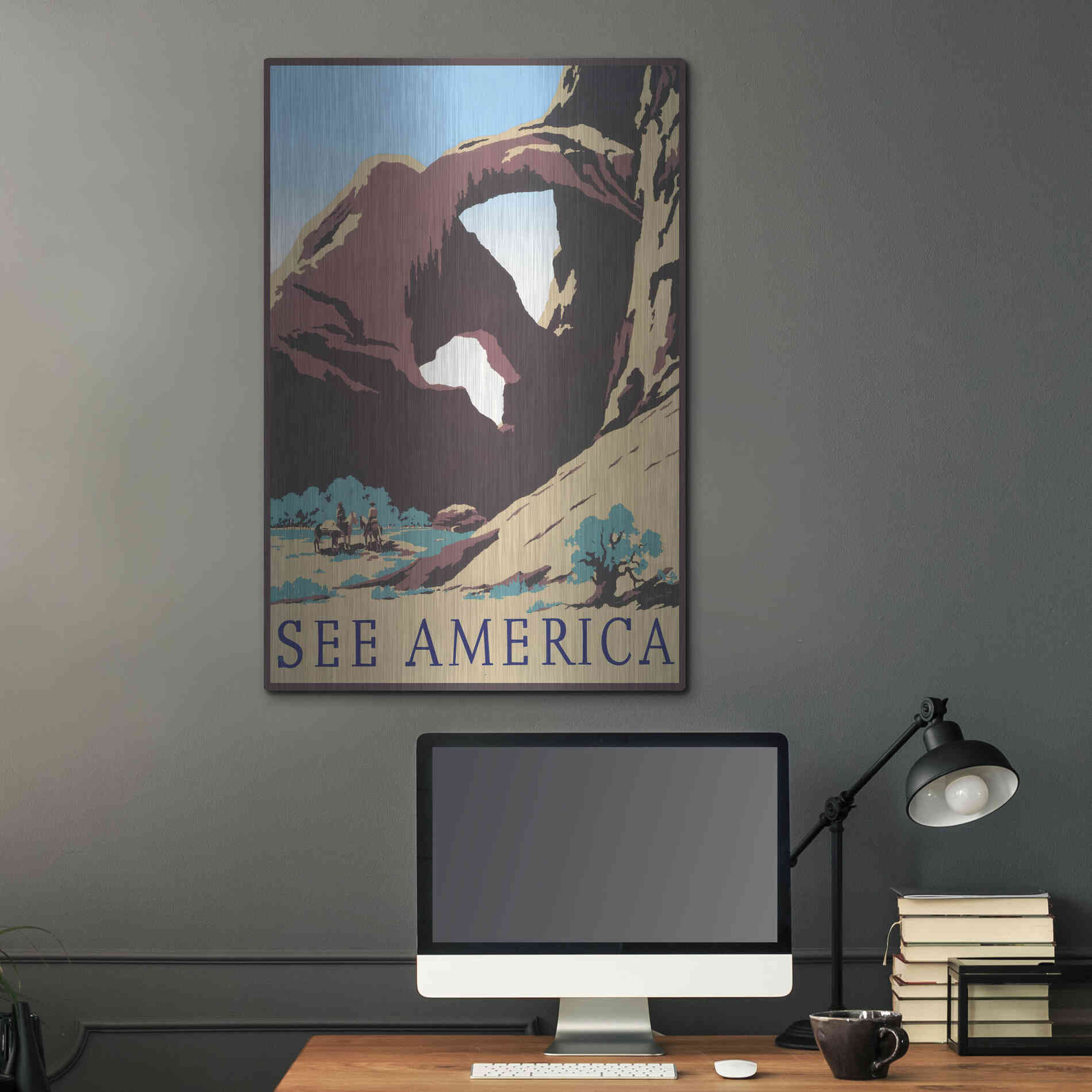 Luxe Metal Art 'See America' by Stellar Design Studio, Metal Wall Art,24x36