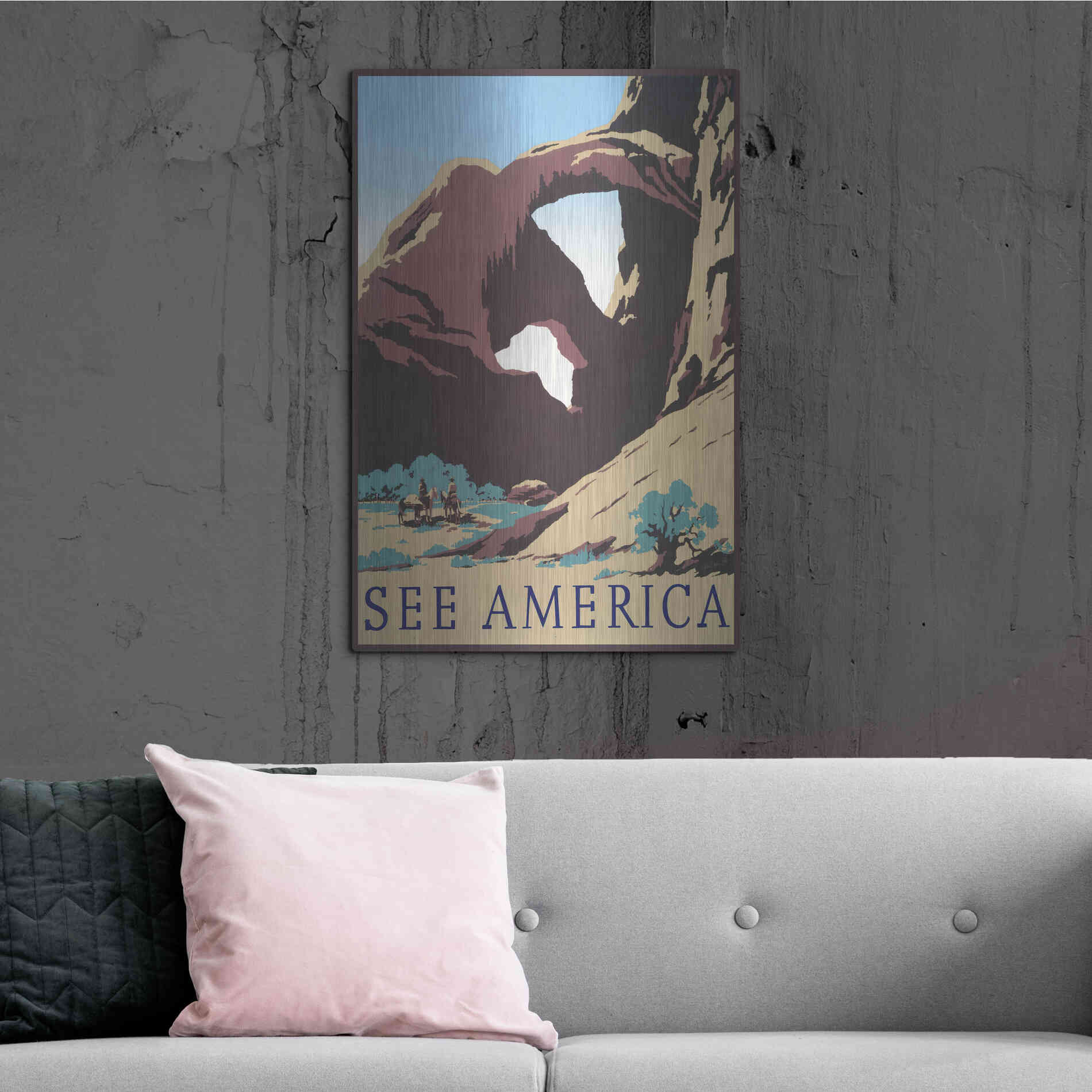 Luxe Metal Art 'See America' by Stellar Design Studio, Metal Wall Art,24x36