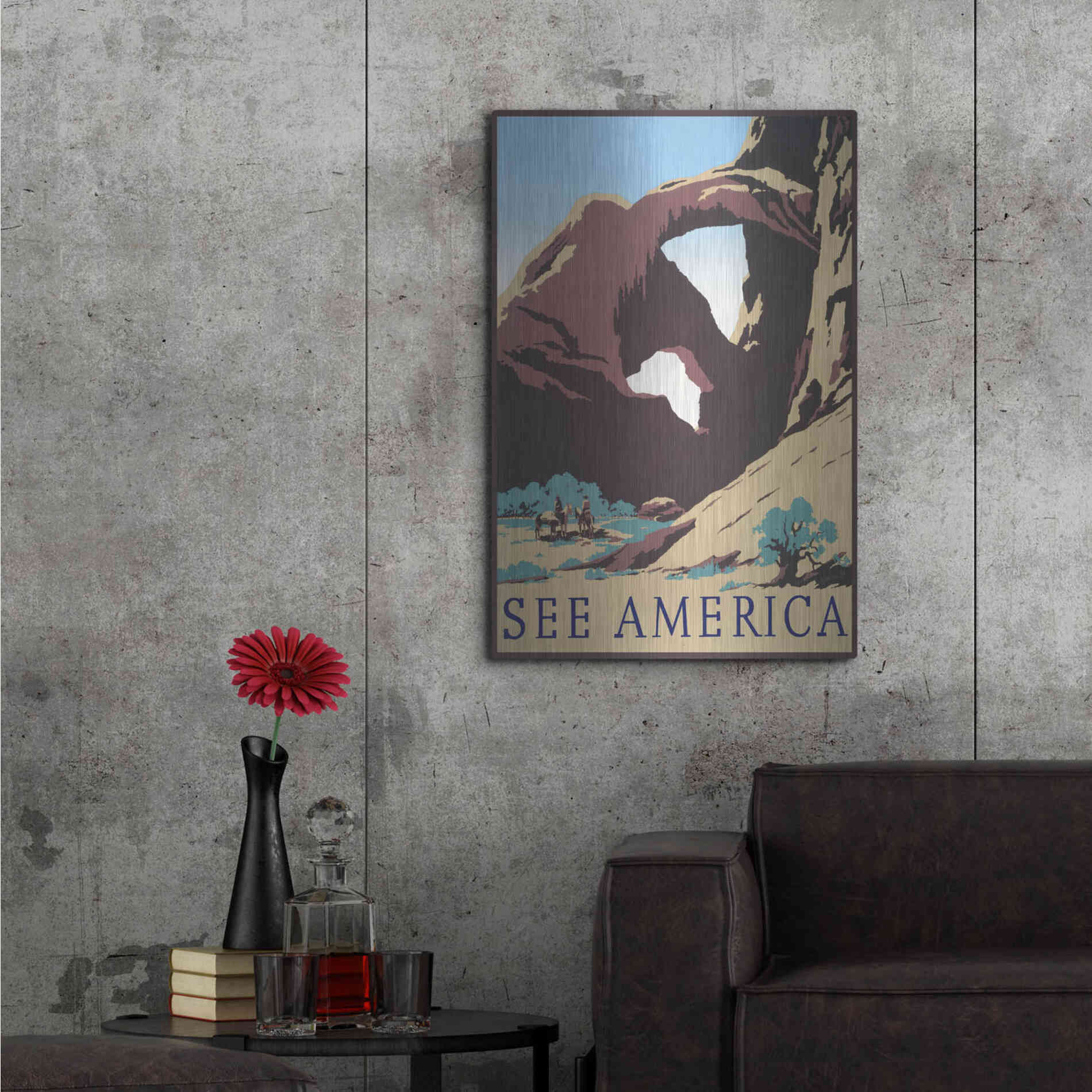 Luxe Metal Art 'See America' by Stellar Design Studio, Metal Wall Art,24x36