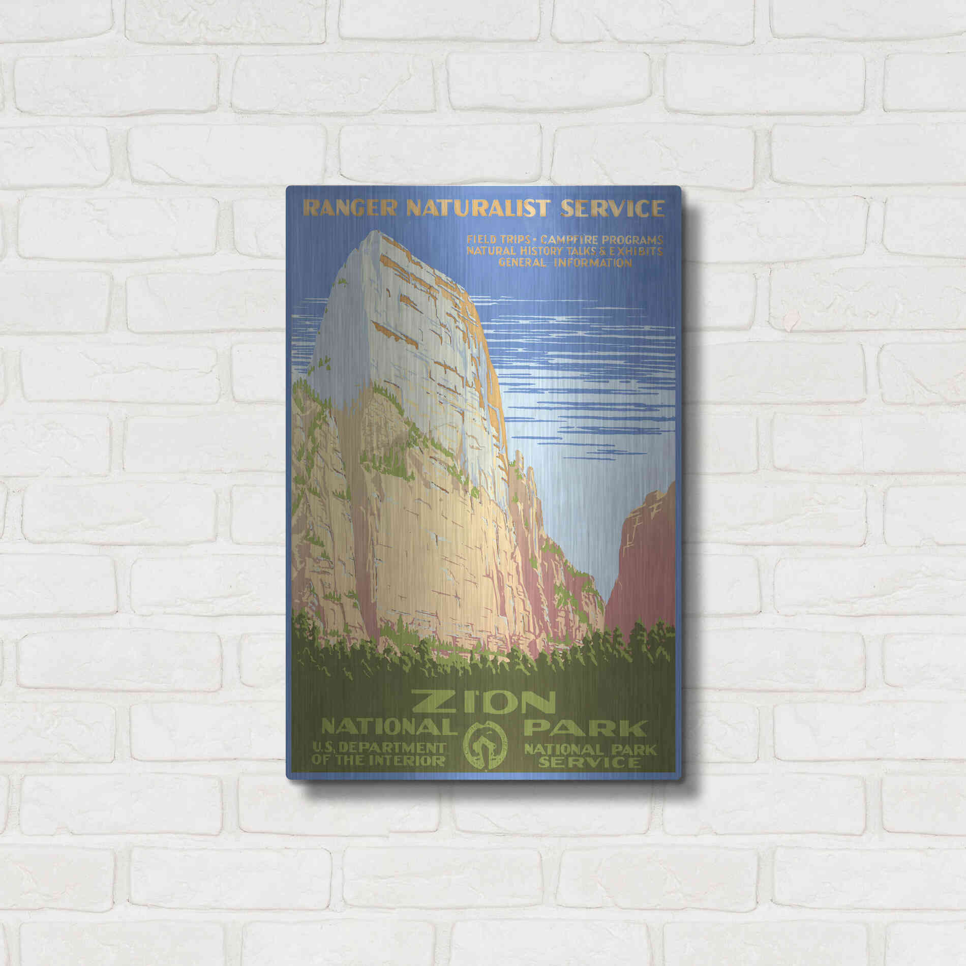 Luxe Metal Art 'Zion National Park' by Stellar Design Studio, Metal Wall Art,16x24