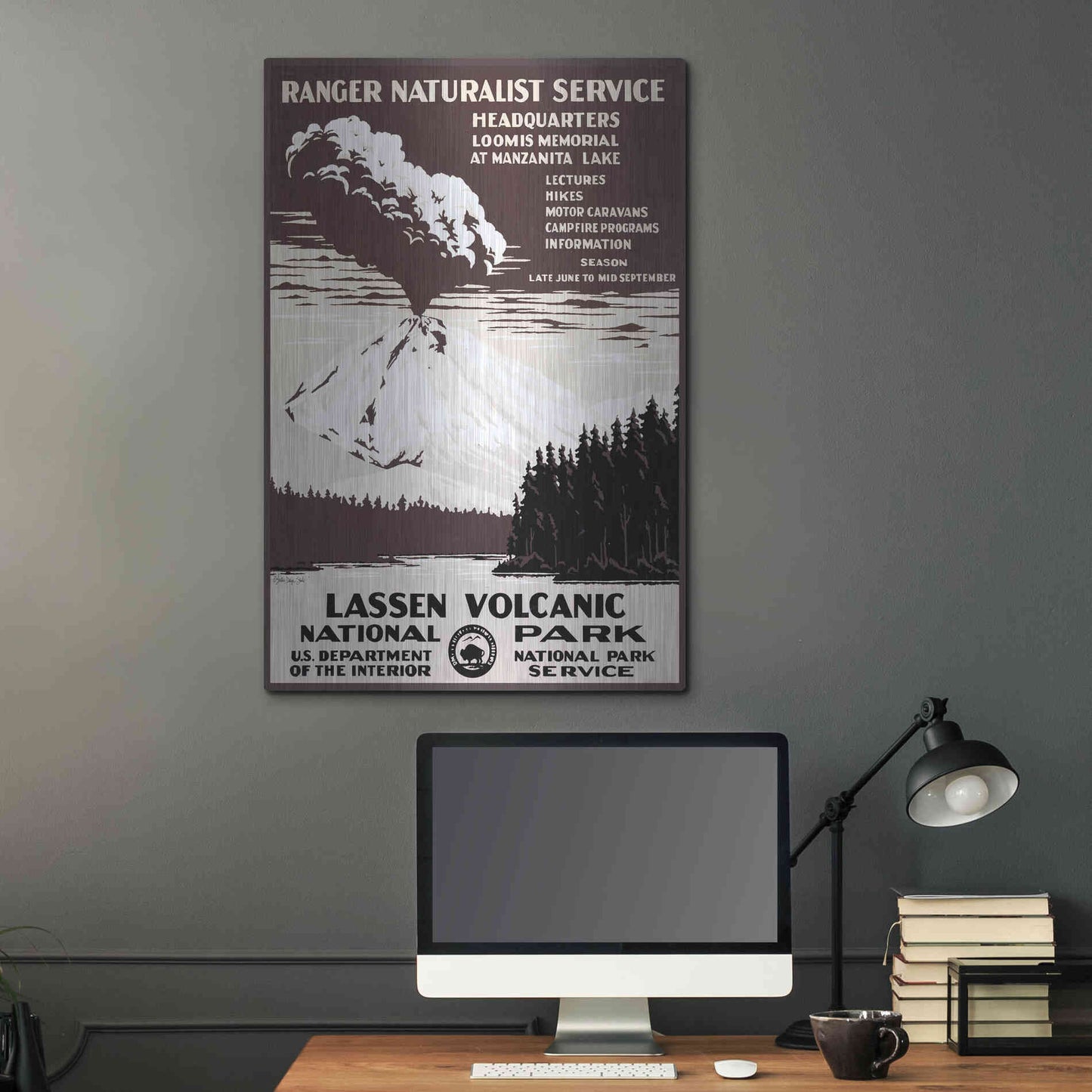 Luxe Metal Art 'Lessen Volcanic Park' by Stellar Design Studio, Metal Wall Art,24x36