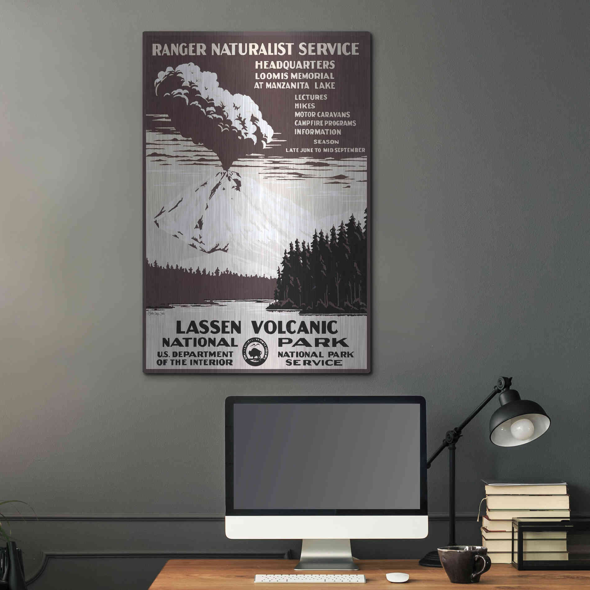 Luxe Metal Art 'Lessen Volcanic Park' by Stellar Design Studio, Metal Wall Art,24x36