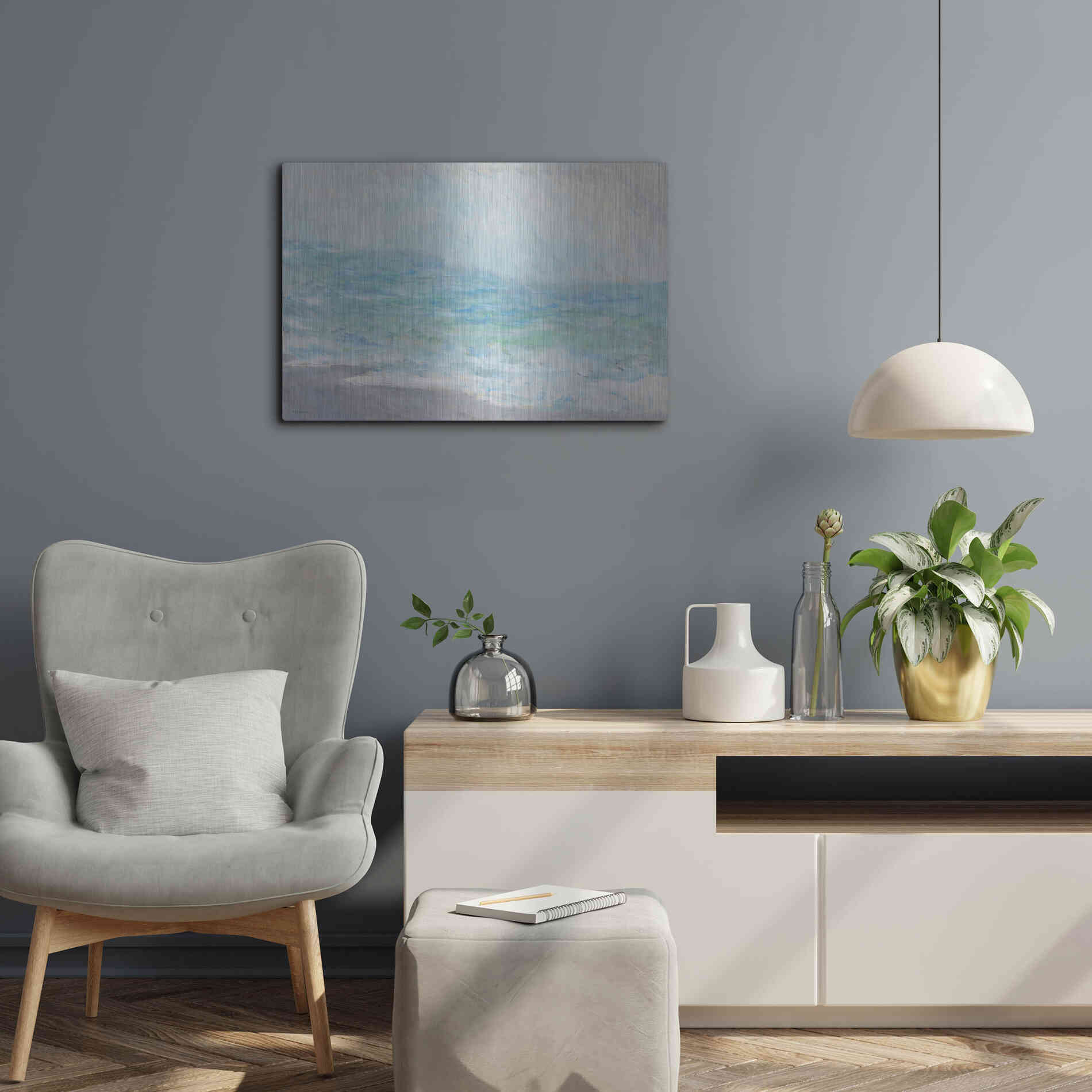 Luxe Metal Art 'Crashing Waves' by Stellar Design Studio, Metal Wall Art,24x16