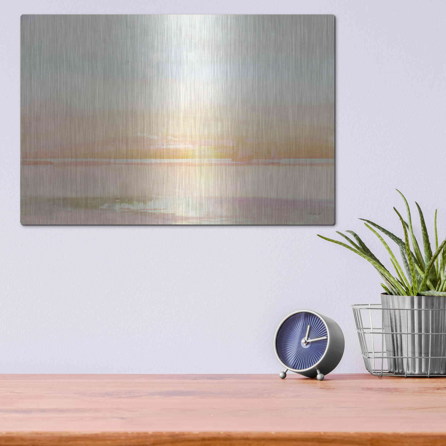 Luxe Metal Art 'Peaceful Shore 1' by Stellar Design Studio, Metal Wall Art,16x12