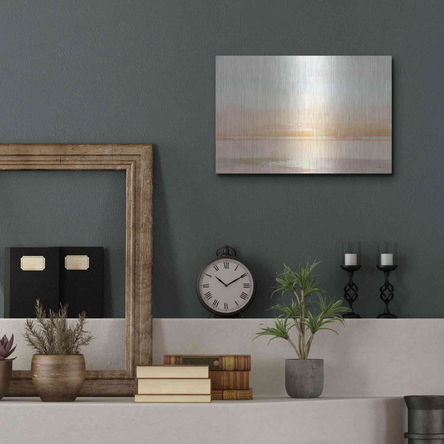 Luxe Metal Art 'Peaceful Shore 1' by Stellar Design Studio, Metal Wall Art,16x12