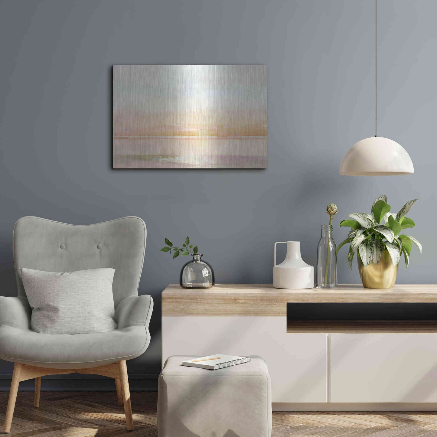 Luxe Metal Art 'Peaceful Shore 1' by Stellar Design Studio, Metal Wall Art,24x16