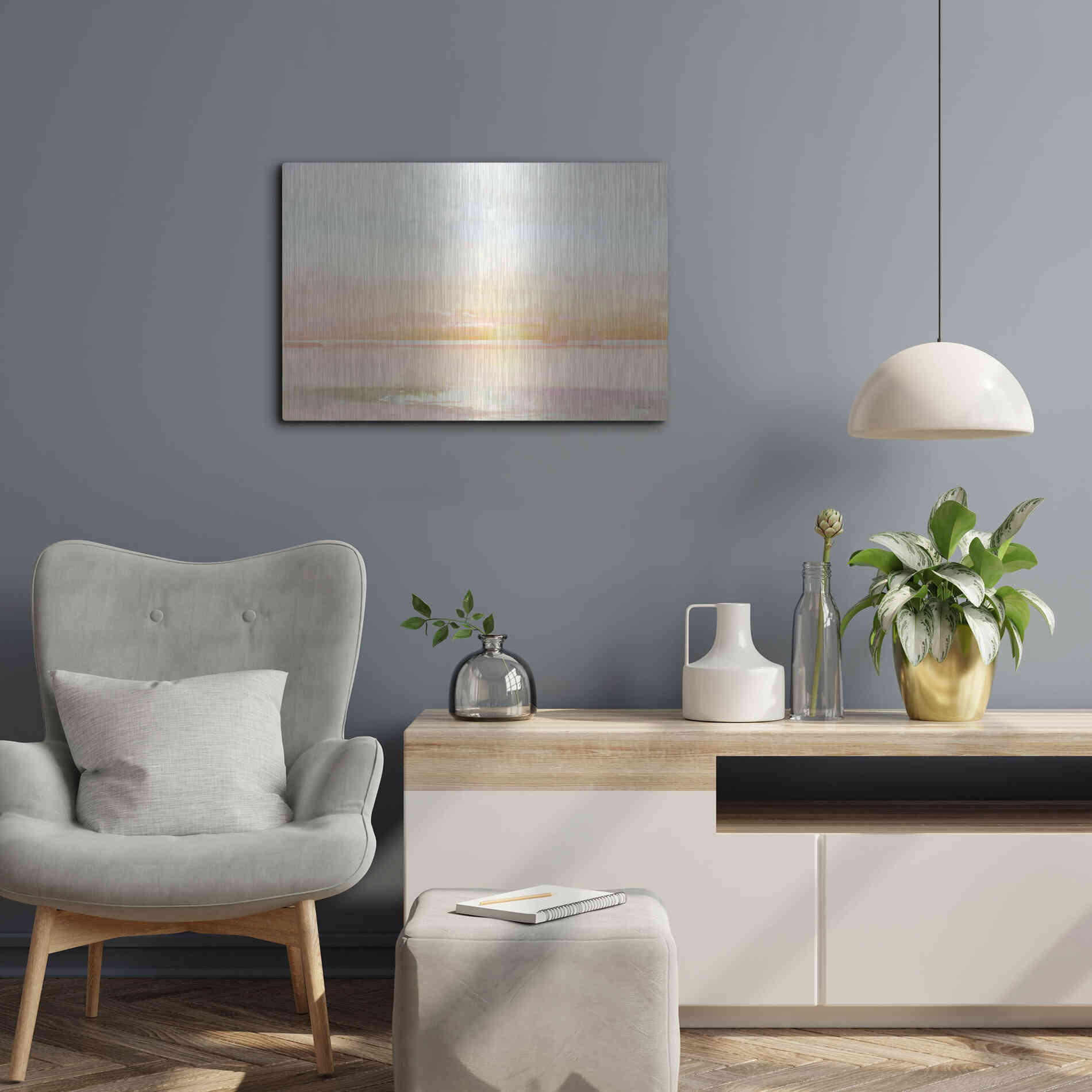 Luxe Metal Art 'Peaceful Shore 1' by Stellar Design Studio, Metal Wall Art,24x16