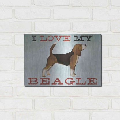 Luxe Metal Art 'Beagle Canoe - I Love My Beagle II' by Ryan Fowler, Metal Wall Art,16x12