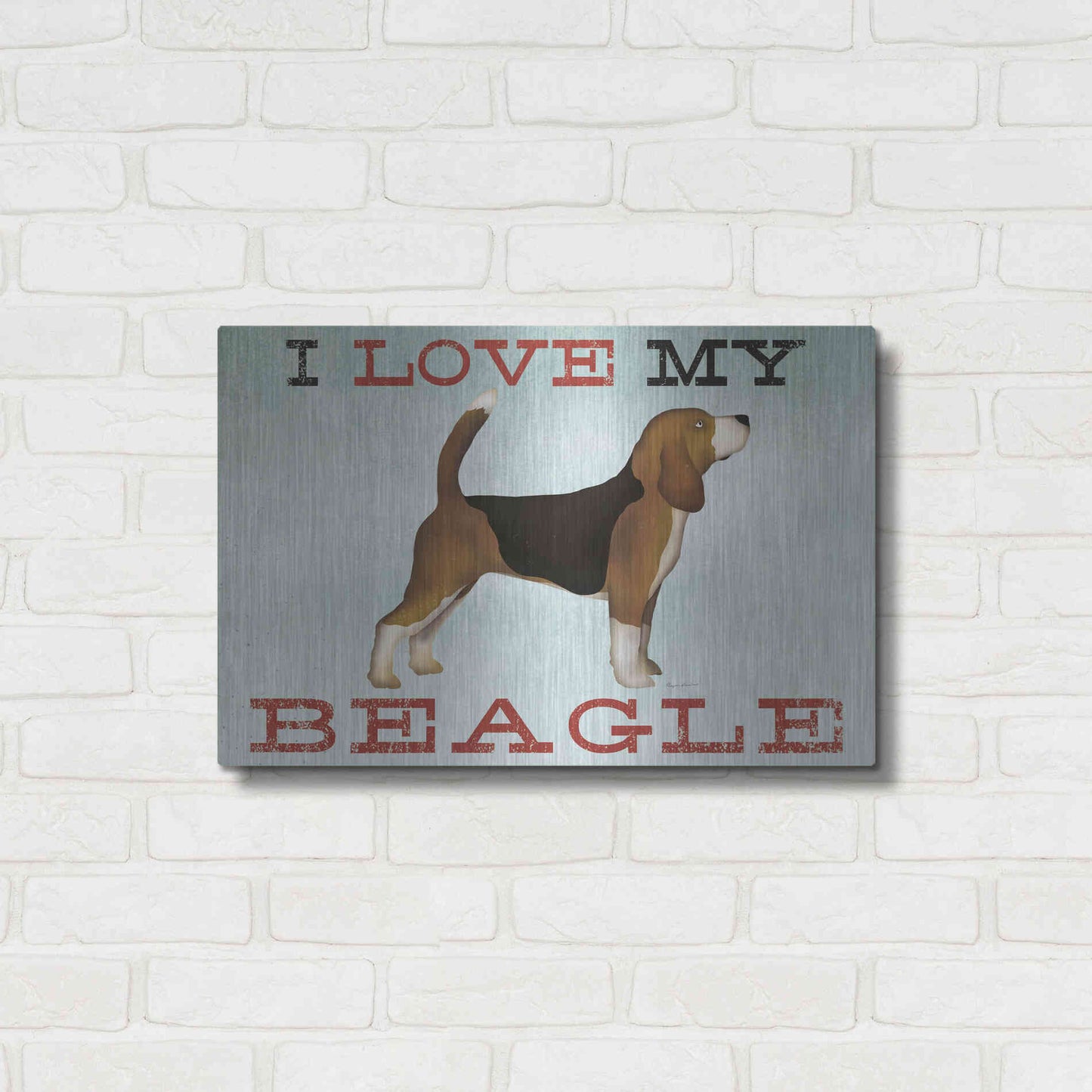 Luxe Metal Art 'Beagle Canoe - I Love My Beagle II' by Ryan Fowler, Metal Wall Art,24x16