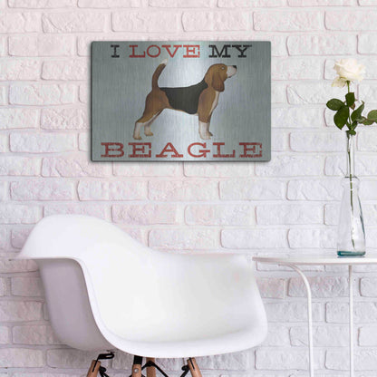 Luxe Metal Art 'Beagle Canoe - I Love My Beagle II' by Ryan Fowler, Metal Wall Art,24x16