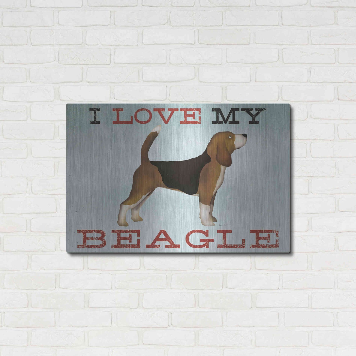 Luxe Metal Art 'Beagle Canoe - I Love My Beagle II' by Ryan Fowler, Metal Wall Art,36x24