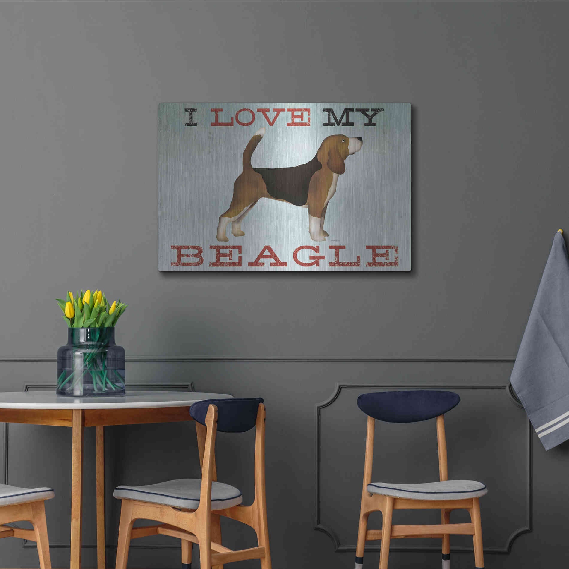 Luxe Metal Art 'Beagle Canoe - I Love My Beagle II' by Ryan Fowler, Metal Wall Art,36x24