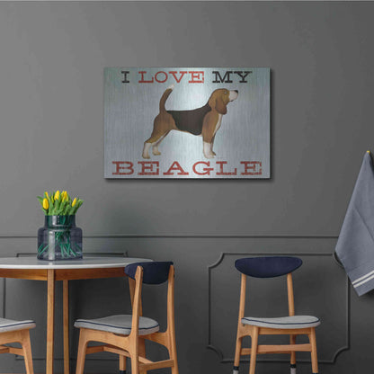 Luxe Metal Art 'Beagle Canoe - I Love My Beagle II' by Ryan Fowler, Metal Wall Art,36x24