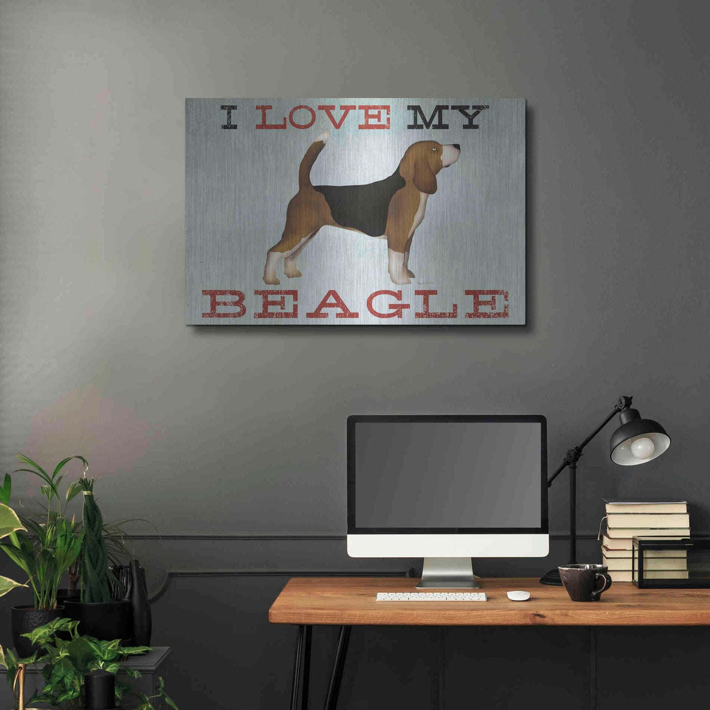 Luxe Metal Art 'Beagle Canoe - I Love My Beagle II' by Ryan Fowler, Metal Wall Art,36x24